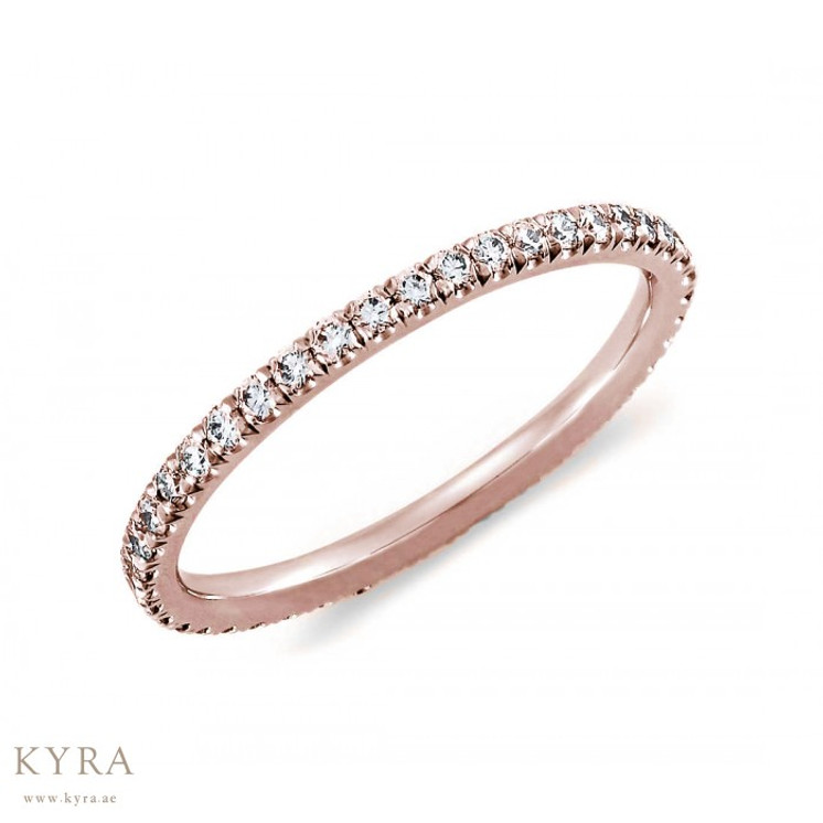 French Pave Full Eternity Natural Diamond Ring in 18K