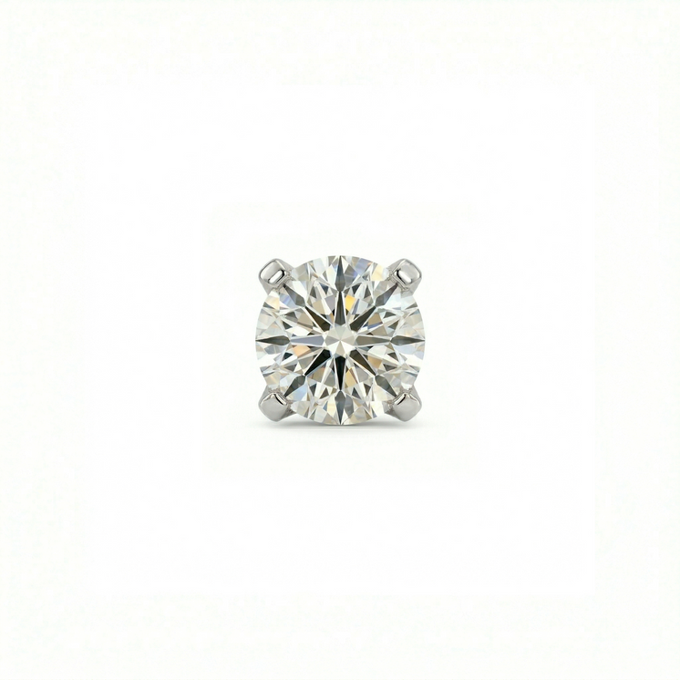 3mm Natural Diamond Piercing Ear Studs  set in White Gold (F, VVS)