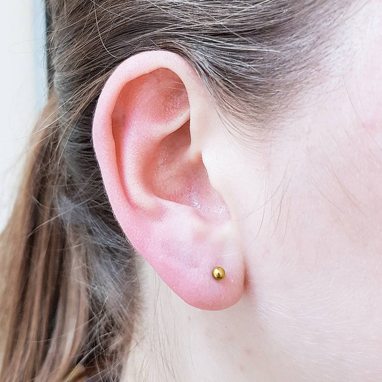 3mm Plain Ball Ear Studs on ear
