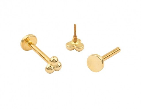 Trinity Half Ball Threaded Stud set in 18k Gold (2.5mm) w/ post