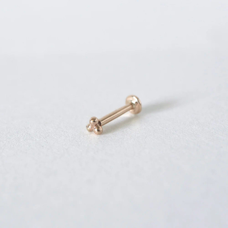 Trinity Half Ball Threaded Stud set in 18k Gold (2.5mm) w/ post