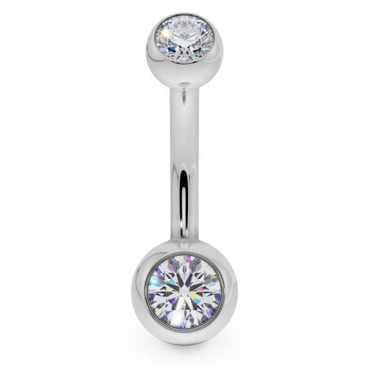 18K CZ Banana Barbell Belly Jewelry