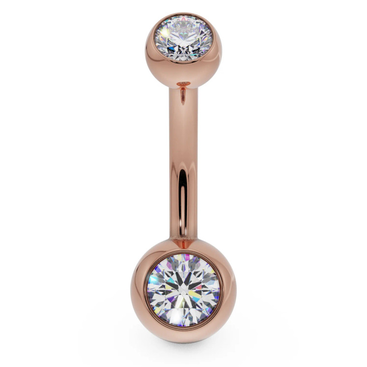 18K CZ Banana Barbell Belly Jewelry