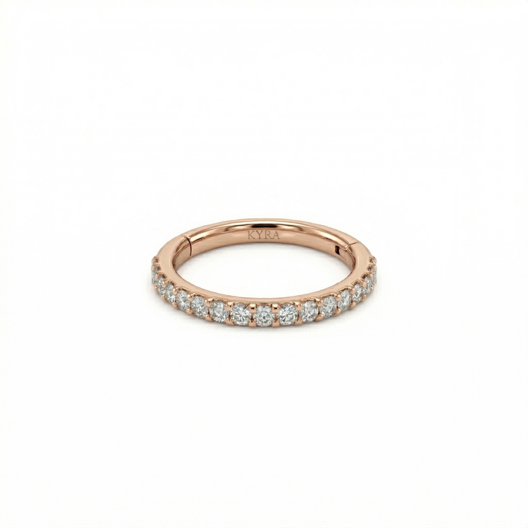 14K Solid Gold 8mm Clicker w/cz in Rose Gold