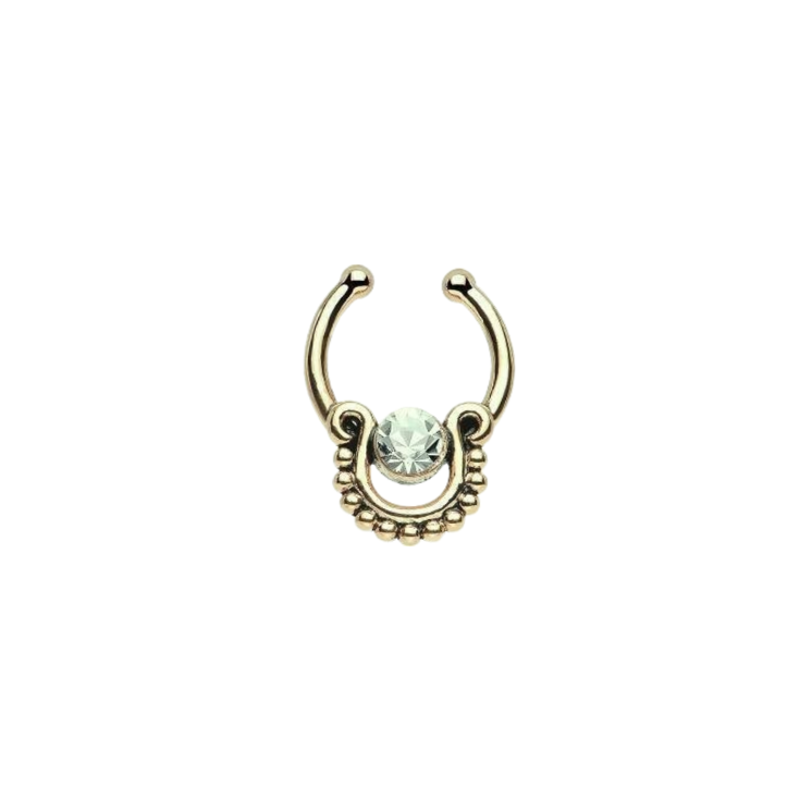 Brass Fake septum ring w/ CZ.