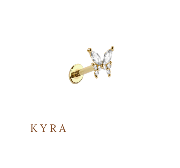 CZ Butterfly Flatback threaded stud w/cz