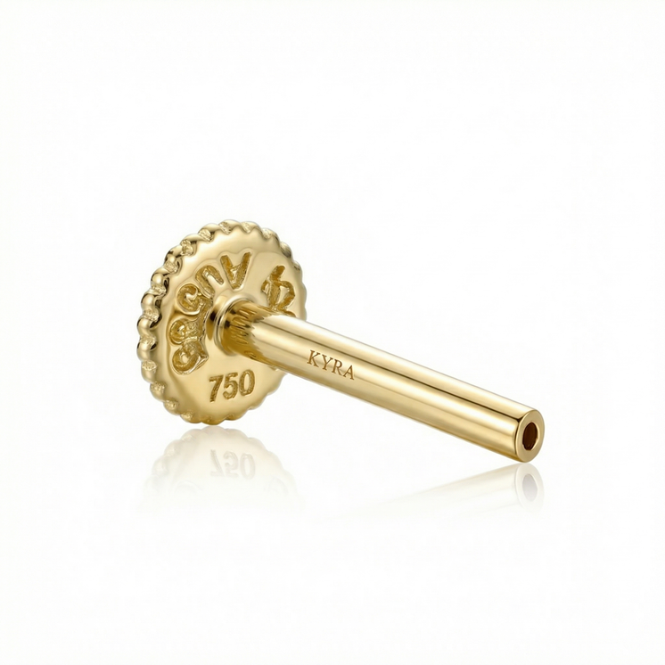 14K Gold dome back labret post