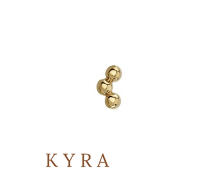 14K Solid Yellow Gold Tiny curved Bubble Ball Threaded Ear stud