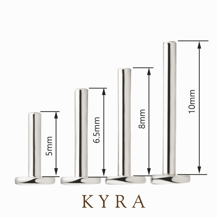 Internally Threaded Flatback Labret in various sizes