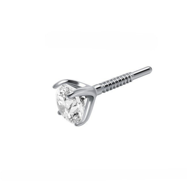 3mm Natural Diamond w/ threaded post in 14K White Gold