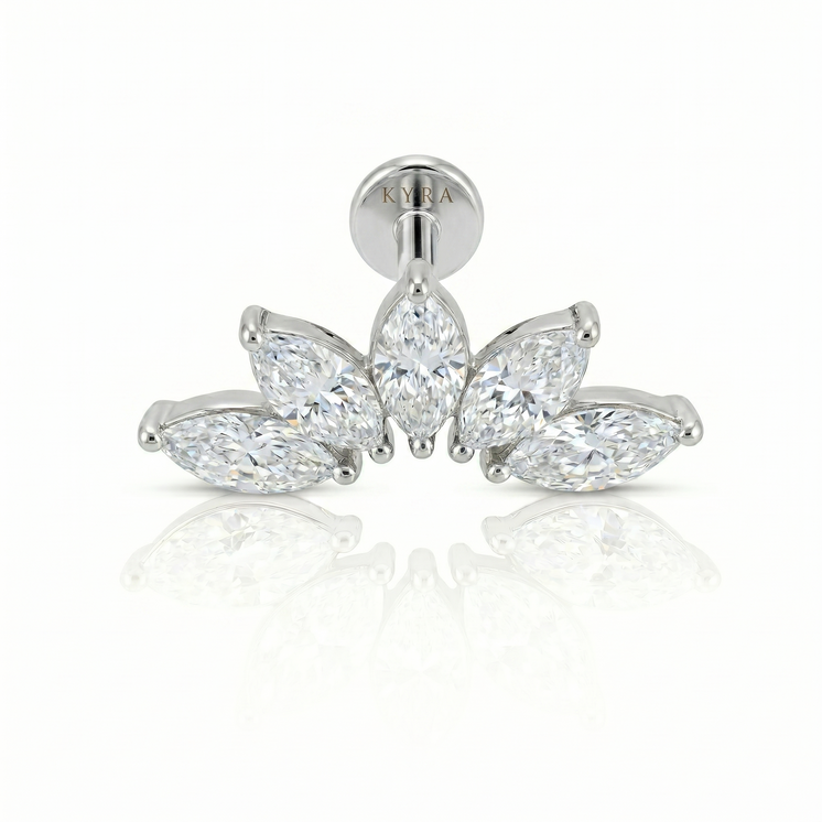 5 Marquise Lotus CZ Titanium threaded stud