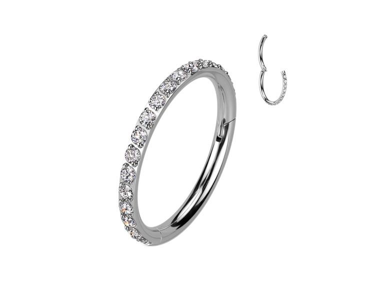 Implant grade Titanium CZ Clicker, 16G, 8mm White gold plated