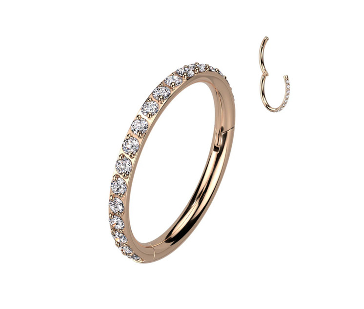 Implant grade Titanium CZ Clicker, 16G, 8mm Rose gold plated