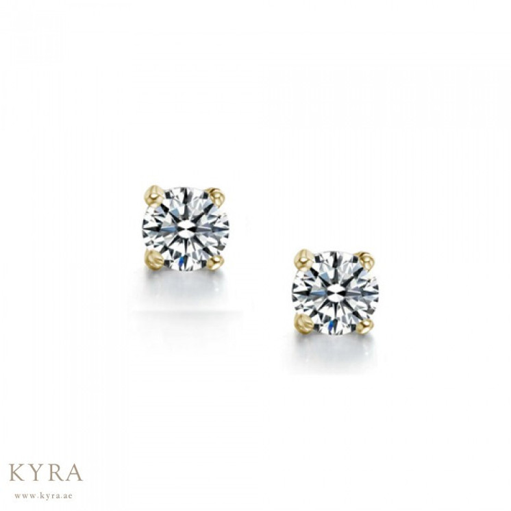 3mm CZ set in Solid Yellow Gold Short Post