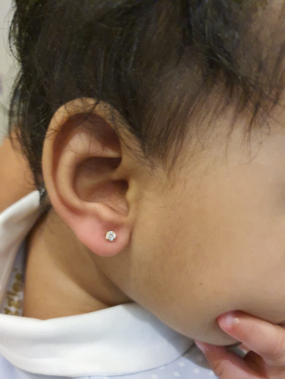 3mm CZ set in Solid Yellow Gold Short Post