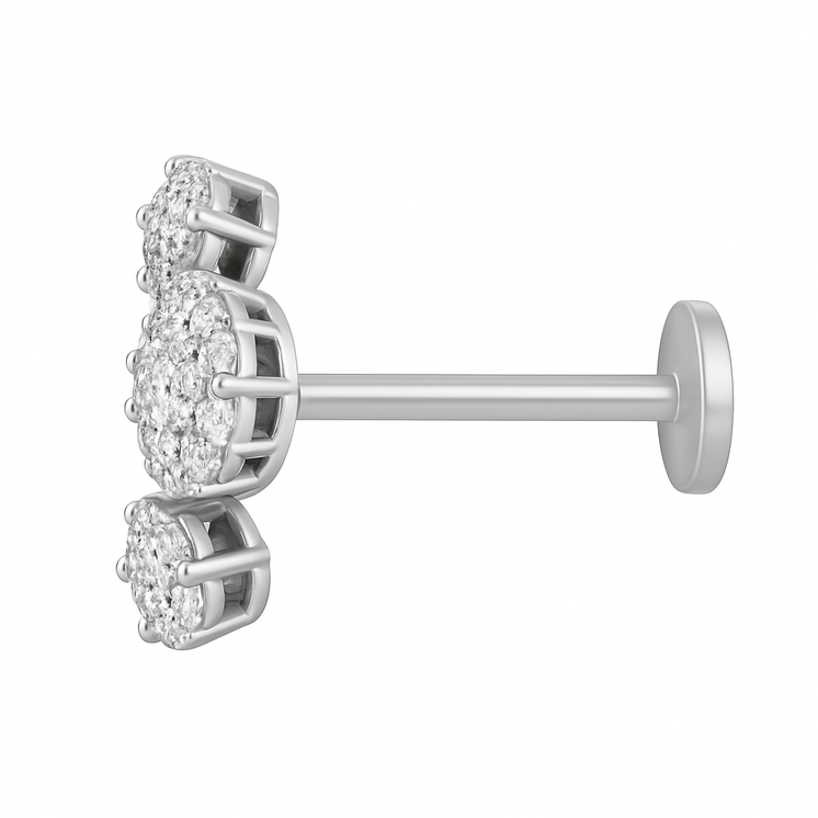 Curved Diamond Cluster Threaded Top with Titanium Post
