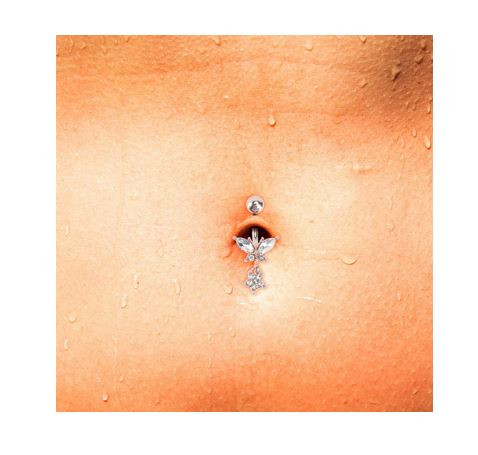 Gold Plated CZ Butterfly w/ CZ Flower Body Jewelry