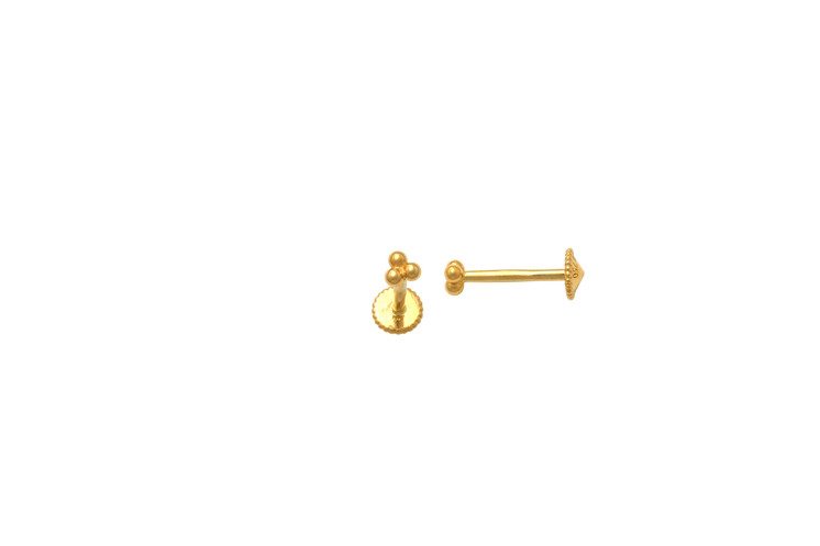 Solid Gold 3mm Trinity Ball tiny Threaded Ear stud