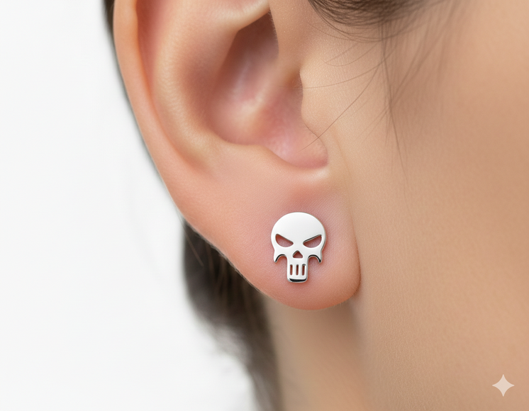 Golden Skull Threaded Stud 18K