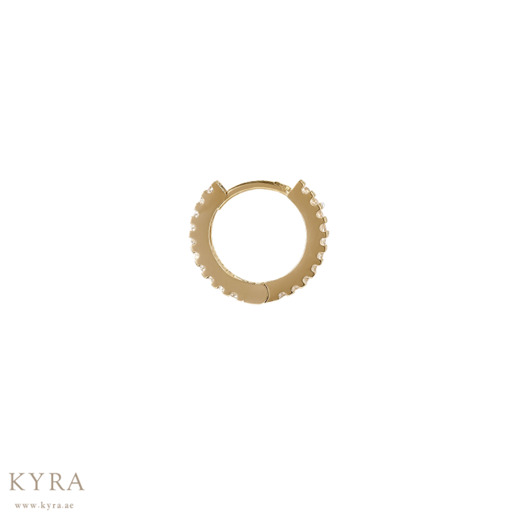 Tiny Eternity CZ Hoop Earring 5.8mm Yellow Gold Plated
