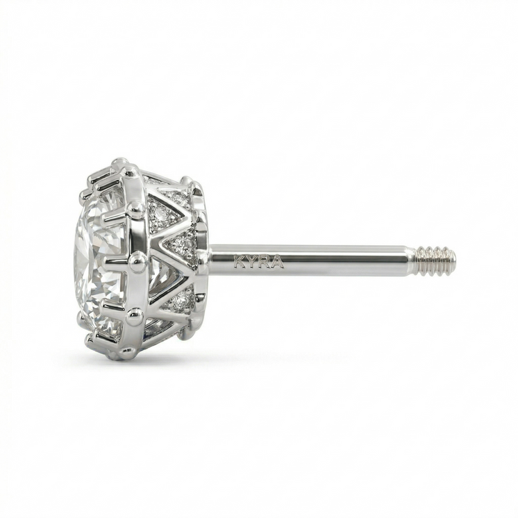 3 mm CZ Crown w/Star Back 18K Solid White Gold