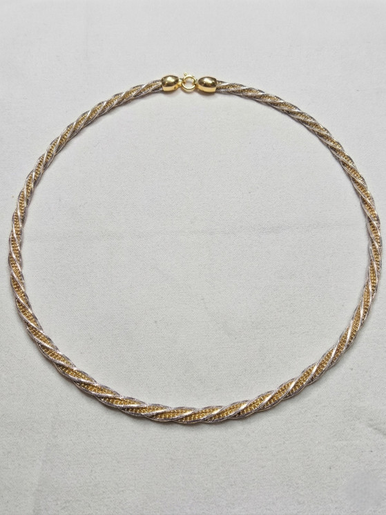18K Two-Tone Twisted Omega Necklace