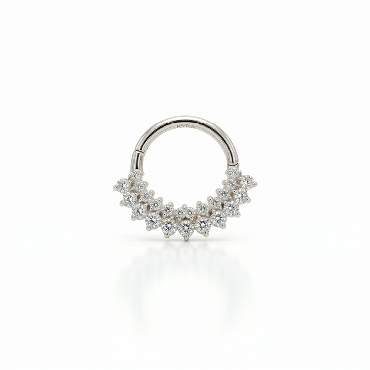 Daith/Septum clicker in 18K solid white Gold w/cz