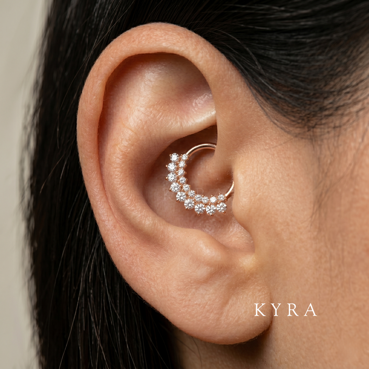 Daith clicker in 18K solid Gold w/cz