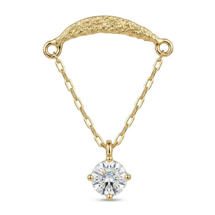 Hidden Helix in Solid 14K Yellow Gold with 3mm diamond