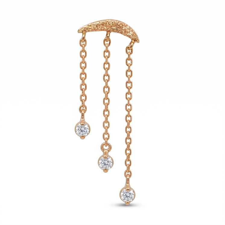 Natural Diamond Drops Hidden Helix in Solid 18K Rose Gold