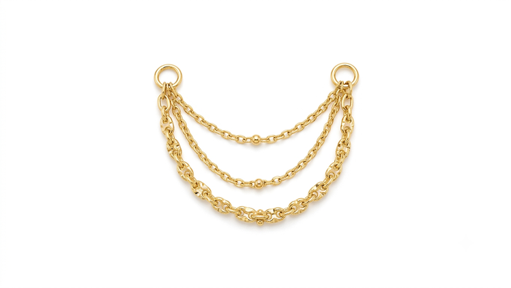Elegant Multi-Layered Gold Chain Piercing Connector / Earring Drape Chain