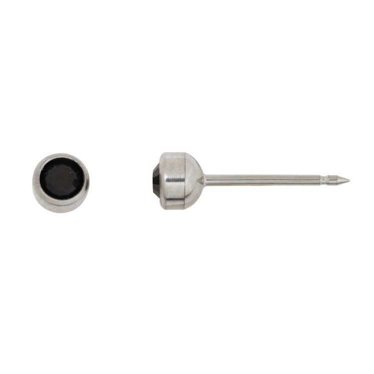 4mm Black Onyx in Medical Grade Surgical Steel