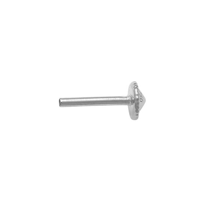 Side profile of Internally Threaded Signature KYRA Post in solid white gold