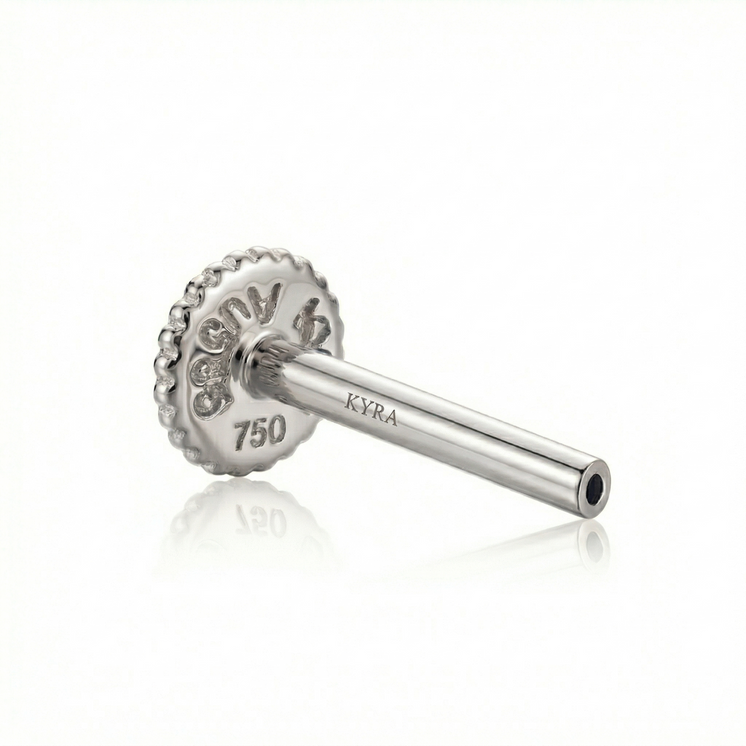 Internally Threaded Signature KYRA Post in solid white gold