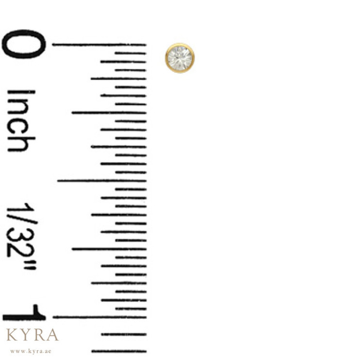 18K YG 3mm Crystal Bezel Ear Stud
