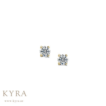 2mm Single Stone Natural Diamond Ear stud YG