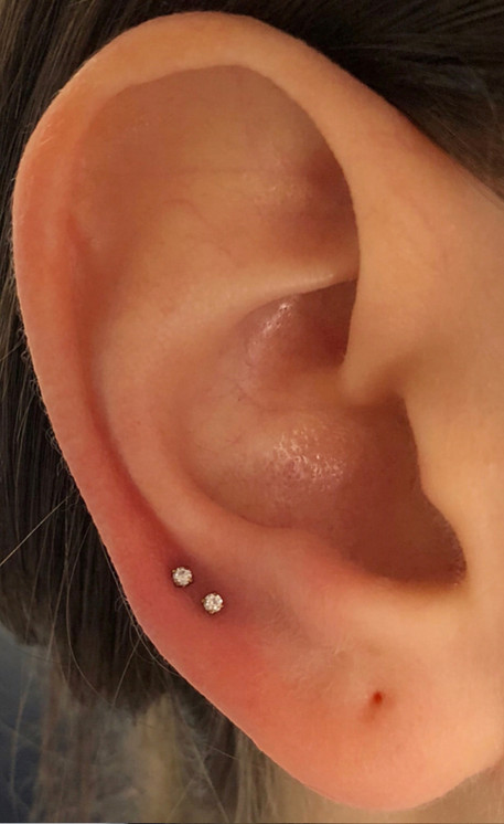 Classic Single Stone Threaded Stud w/ post on the earlobe