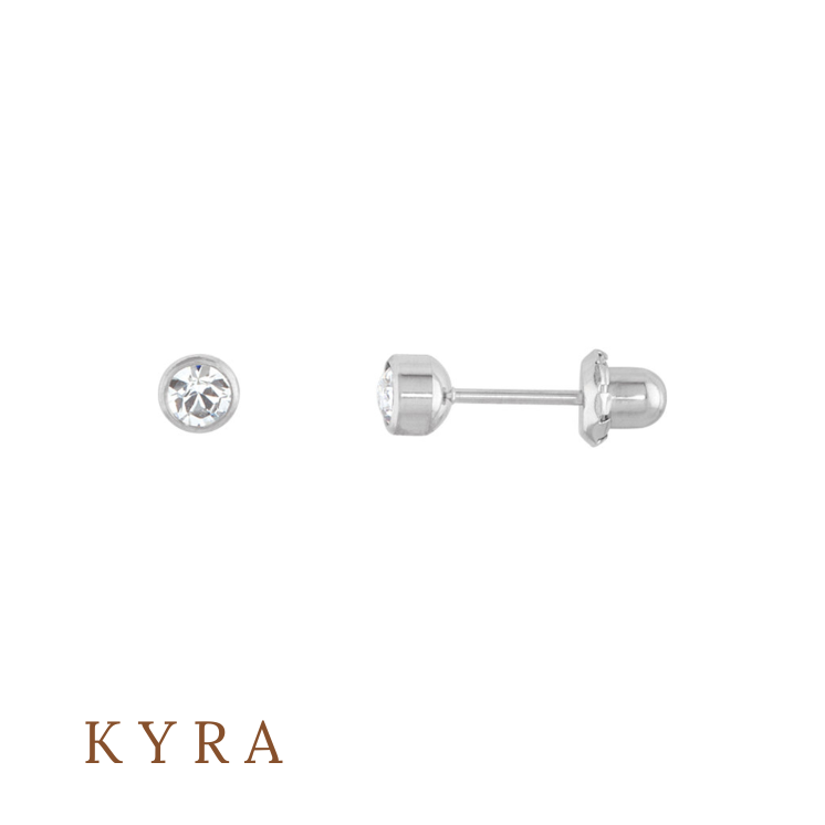 3mm Titanium Bezel Set Clear Ear Studs