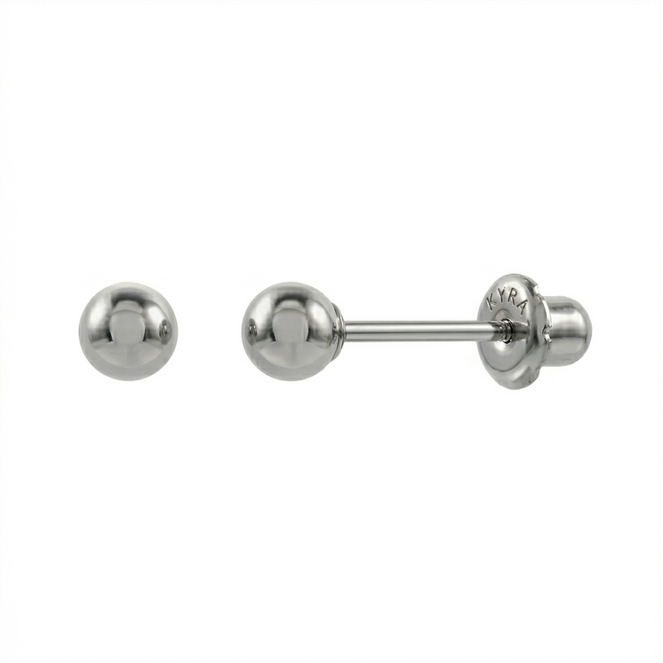 4mm Medical Grade Surgical Steel Plain Ball ear stud for initial piercing