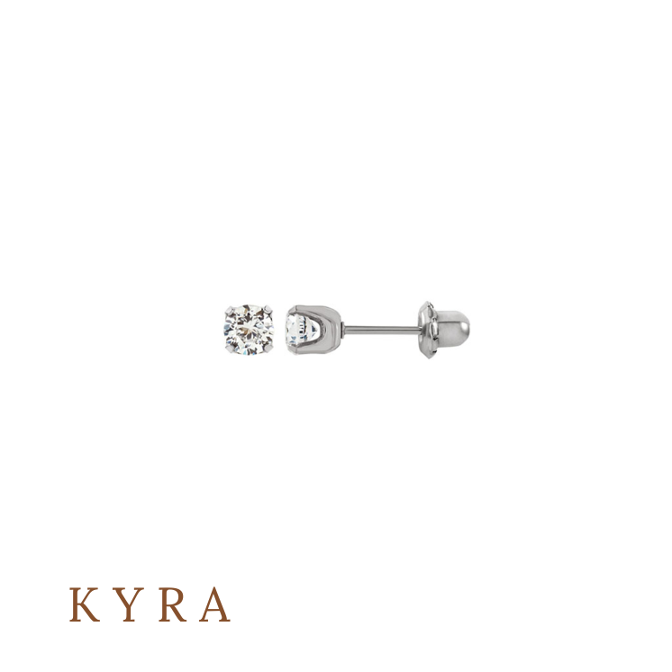 3mm CZ set in Solid White Gold
