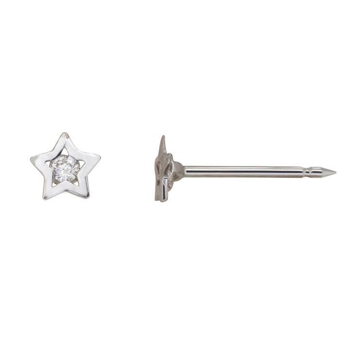 Star with CZ set in Solid White Gold