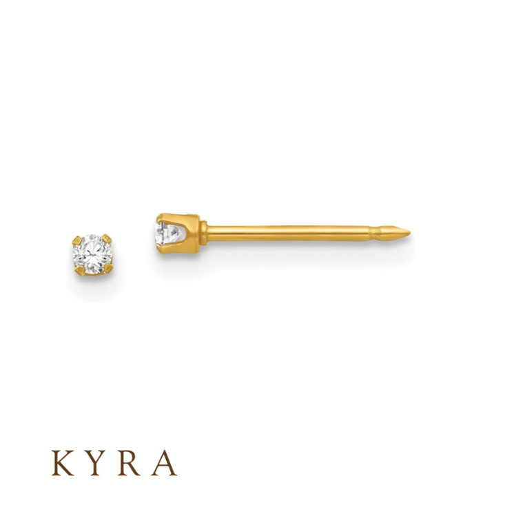 2mm CZ set in Solid Yellow Gold