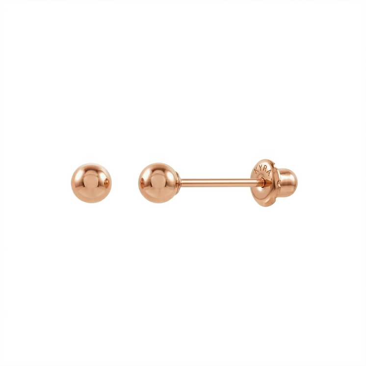 Plain Gold Ball 3mm in Rose Gold