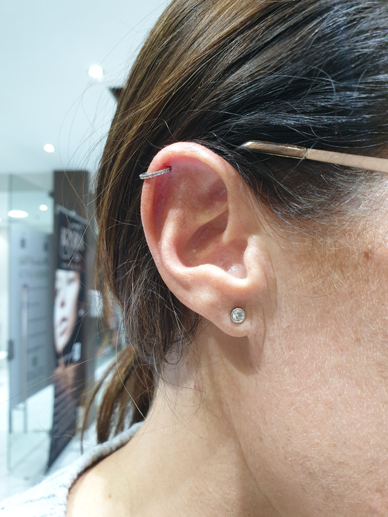 Bezel Ear Stud set in White Gold (4mm)