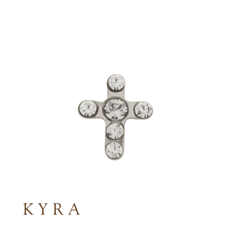 7mm Cross Pave CZ Ear Studs in Medical Grade Surgical Steel