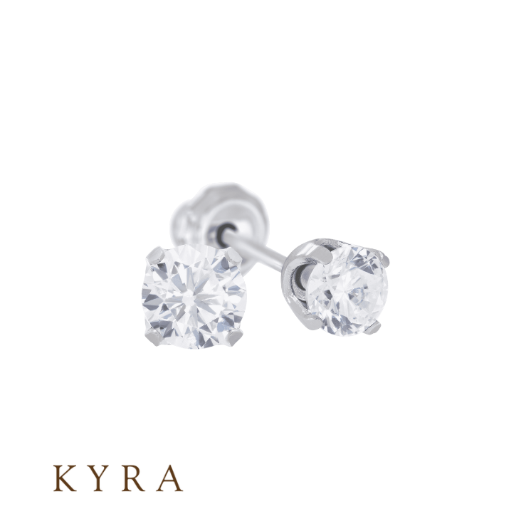 7mm Round CZ Ear Studs in Medical Grade Surgical Steel