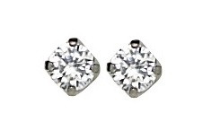 4mm CZ Round in White Gold Plated Ear Studs