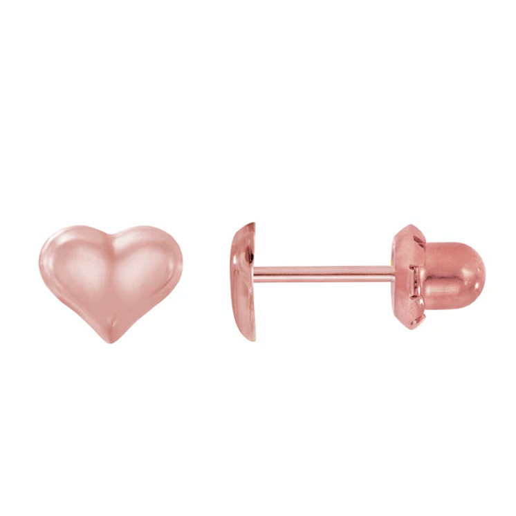 Puffed Heart Ear Stud Rose Gold