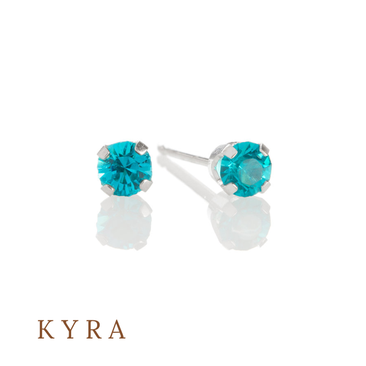 4mm Medical Grade Titanium Aqua Round CZ Ear Studs