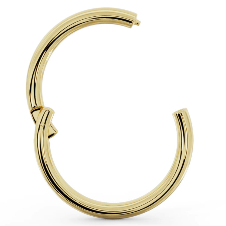 Open clasp 14K Plain Yellow Gold Clicker 8mm Seamless Hoop
